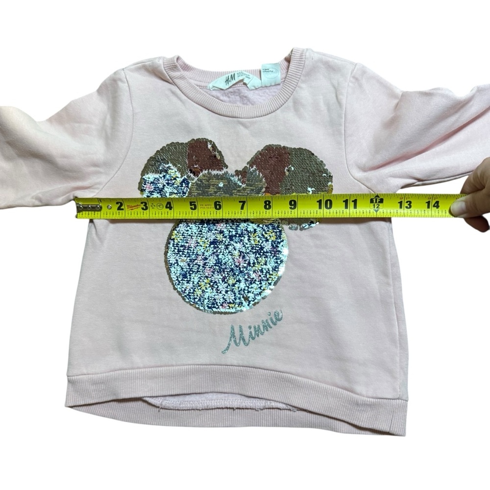H&M Girls Disney Minnie Mouse Pink Sequin Long Sleeve Sweatshirt Pullover Size 4 - Picture 6 of 7